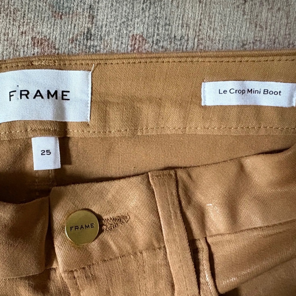 FRAME Le Crop Mini Boot Coated Jeans Tobacco Brown Size 25 - Picture 4 of 5